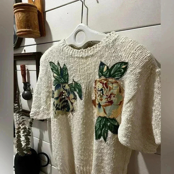 VINTAGE CROSS ROADS Short sleeves  knit 🌸 size S - Picture 6 of 7